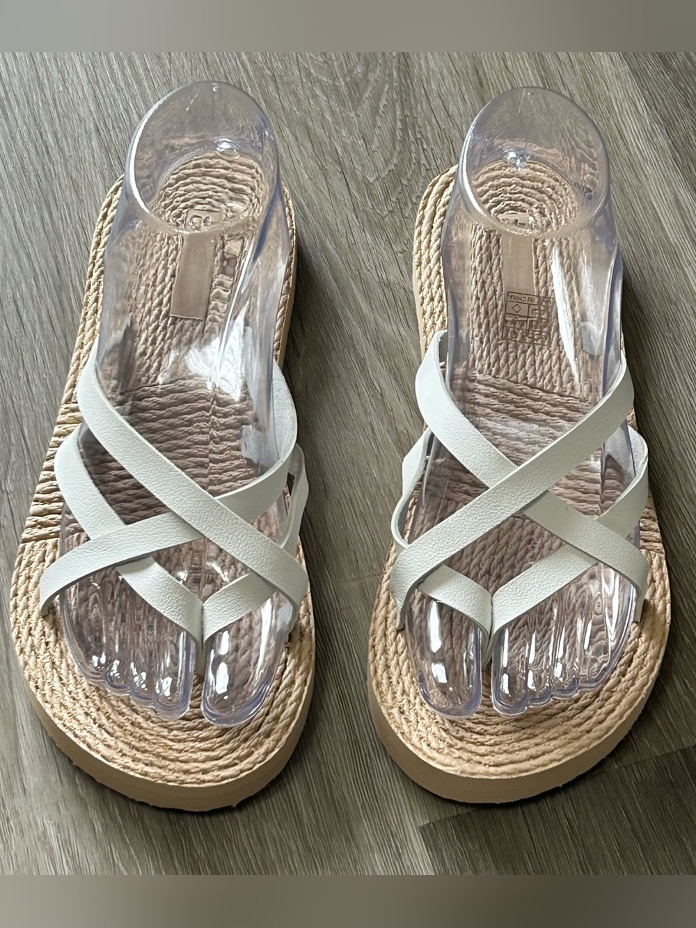 Women’s Cream Cross-Strap Slide Sandals with Braided Footbed size 9